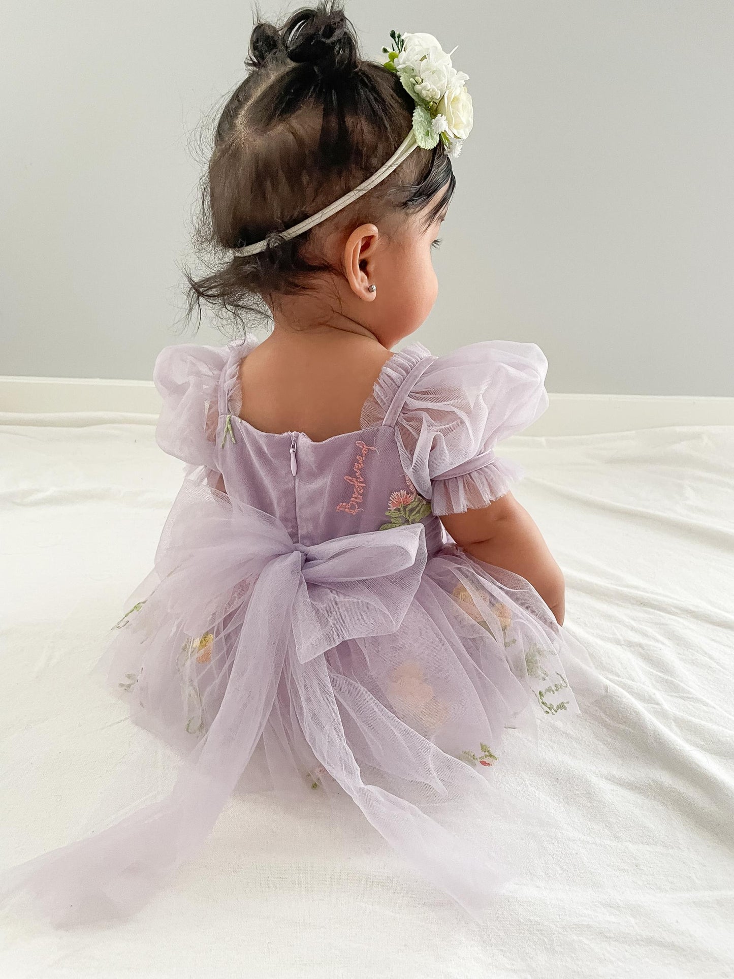 Cupcake Lavender Baby Girl Tulle Party Romper
