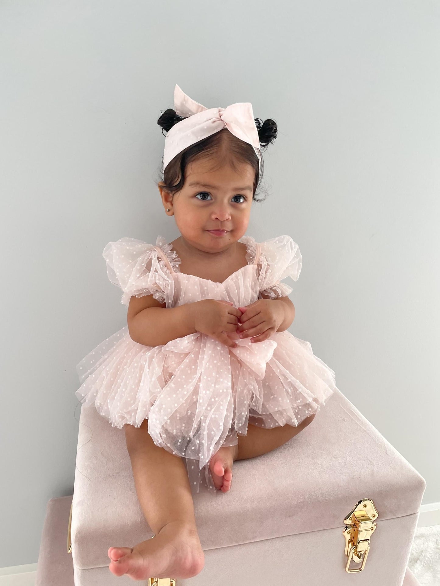 Tinkerbell Romper Pastel Pink Baby Girl Tulle Party Romper