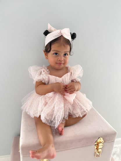 Tinkerbell Romper Pastel Pink Baby Girl Tulle Party Romper