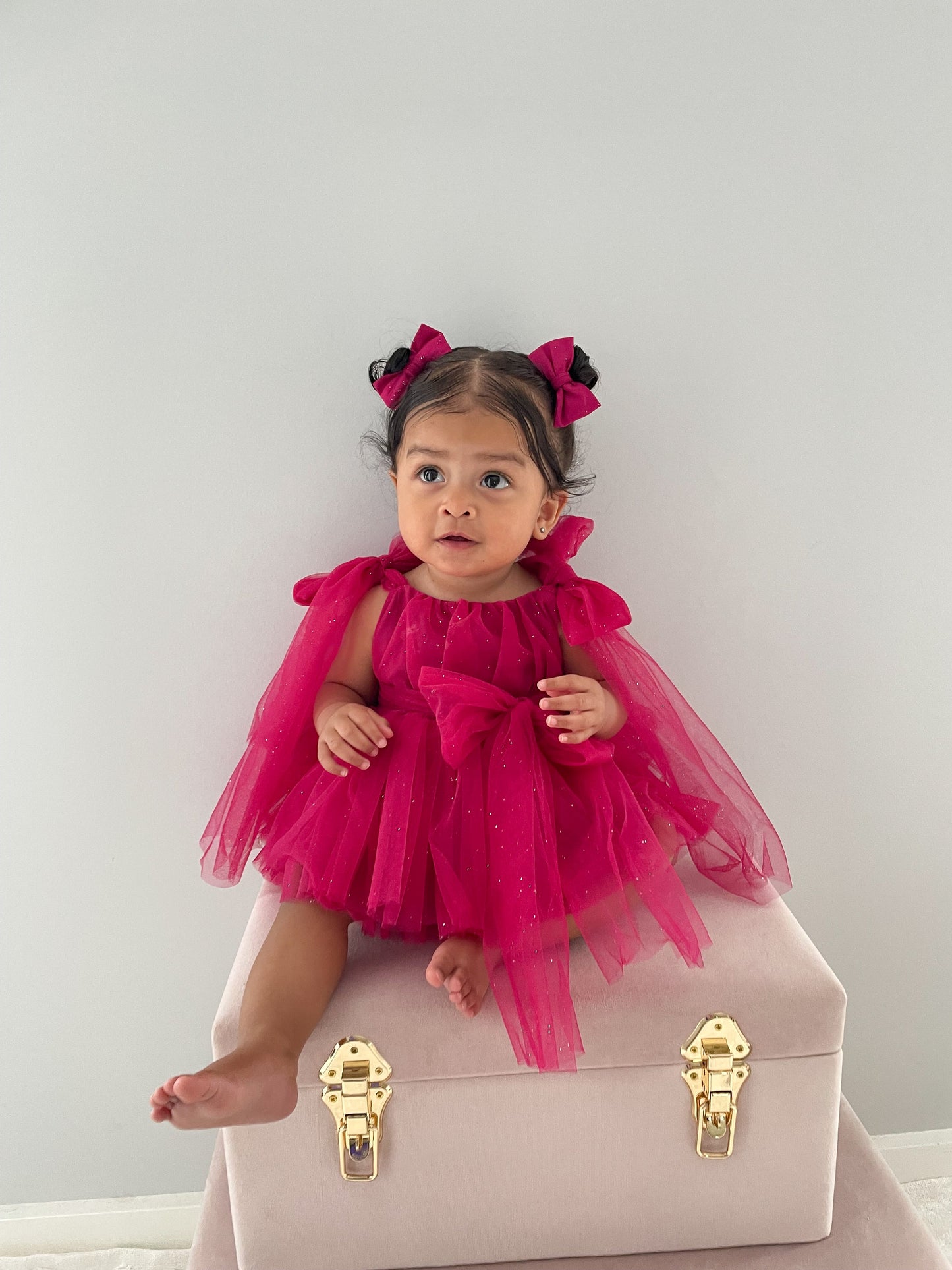 English Rose Romper Ruby Red Sparkle Baby Girl Romper