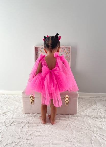 Theodora Fuchsia Pink Sequin Baby Girl Tulle Party Romper