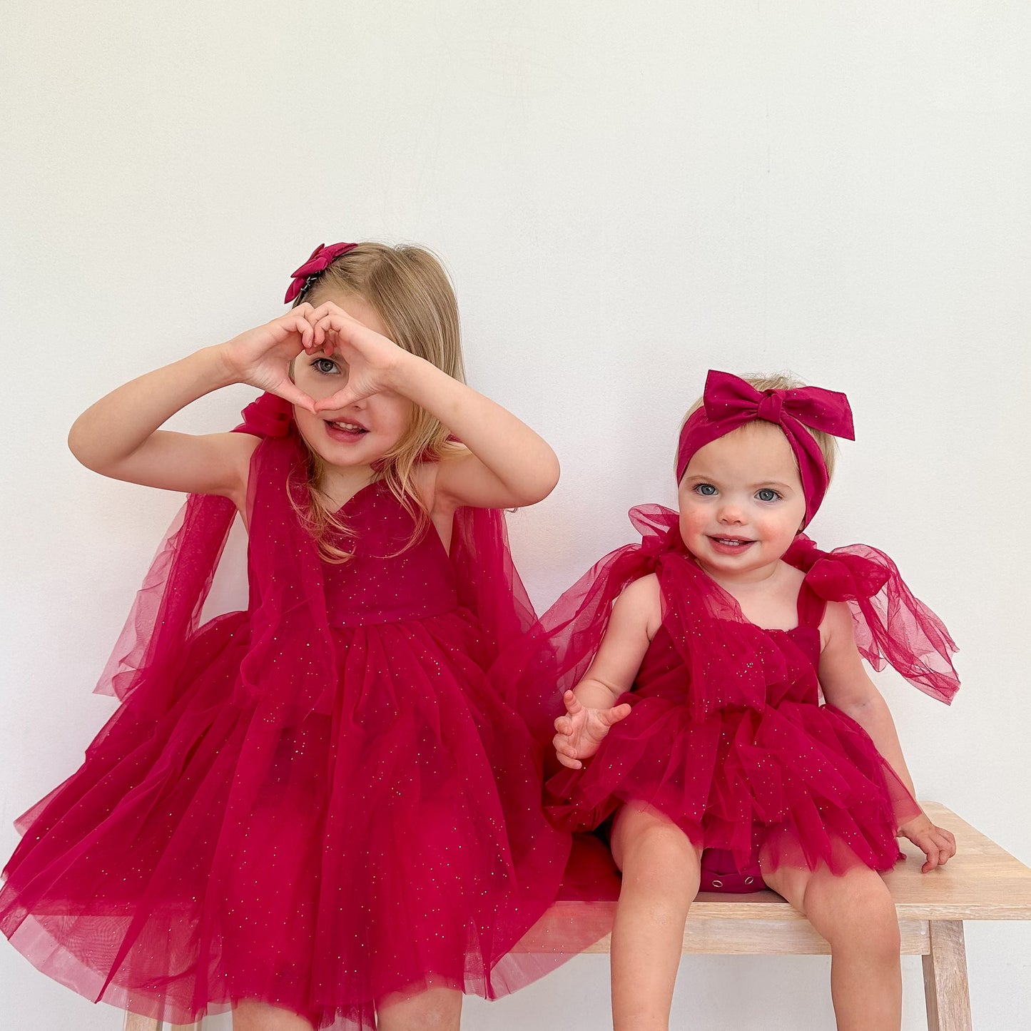 English Rose Romper Ruby Red Sparkle Baby Girl Romper