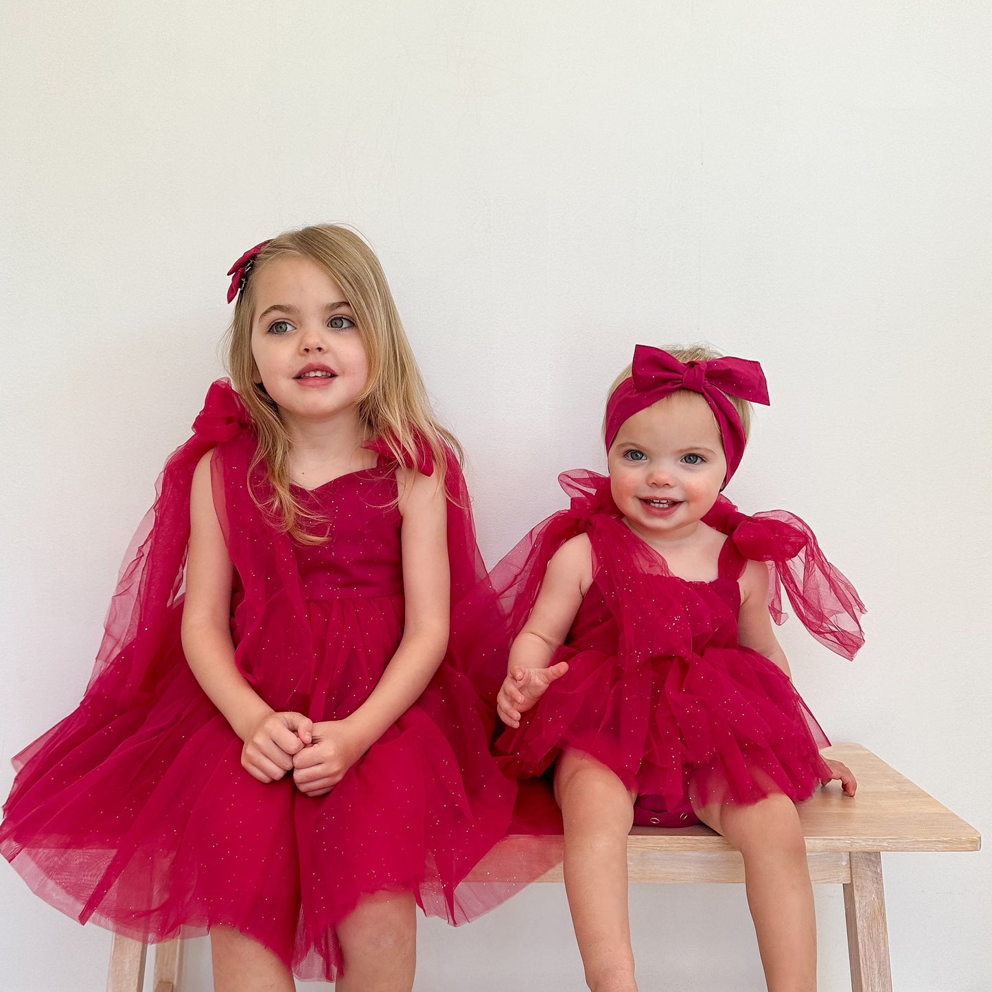 English Rose Romper Ruby Red Sparkle Baby Girl Romper