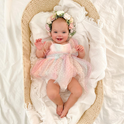 Rainbow Fairy Floss Baby Girl Tulle Party Romper