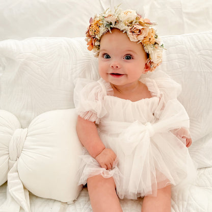 White Flower Fairy Baby Girl Tulle Romper