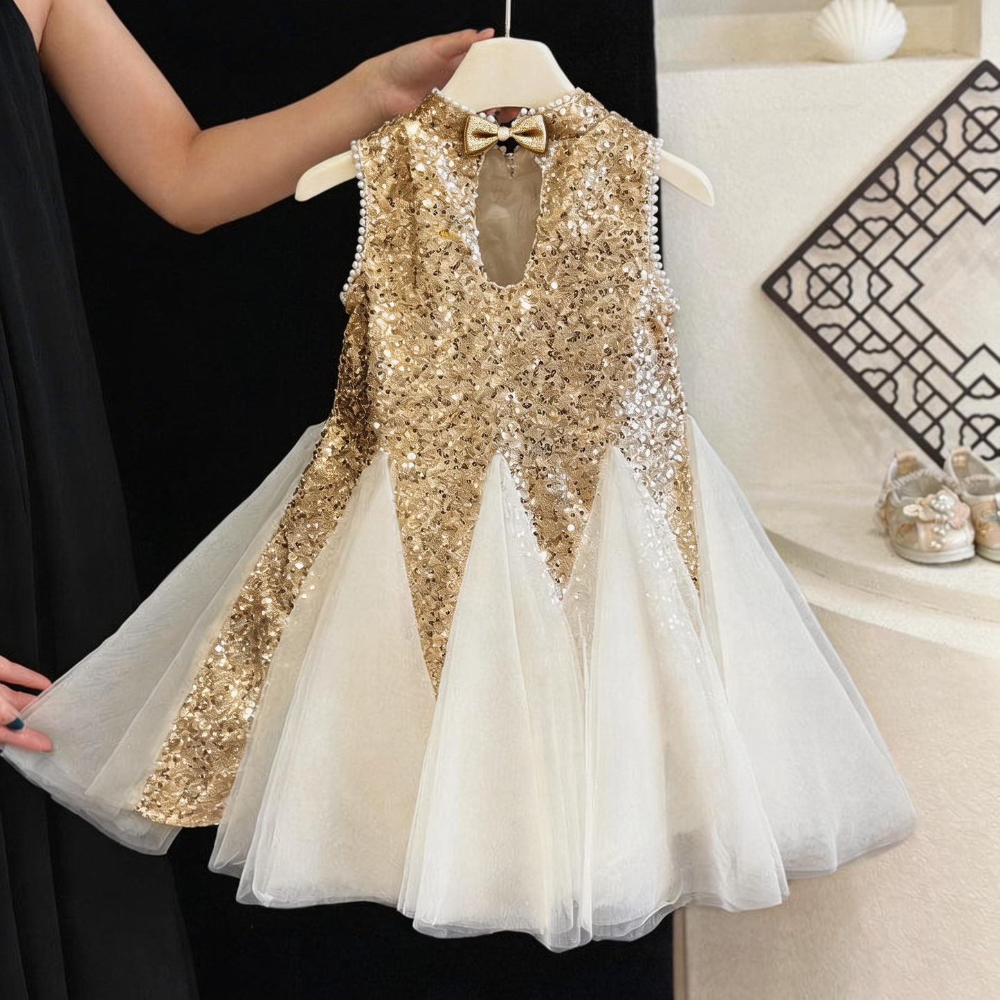 Summer Girls Birthday Dress Flower Girl Sequin Princess Dress