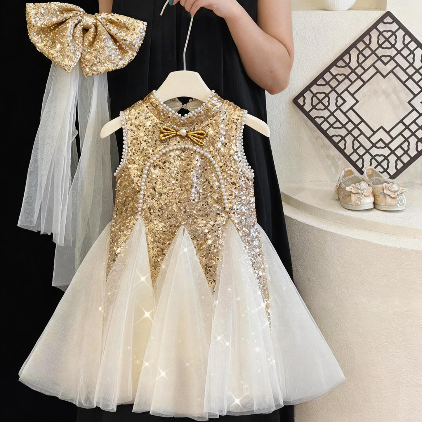 Summer Girls Birthday Dress Flower Girl Sequin Princess Dress