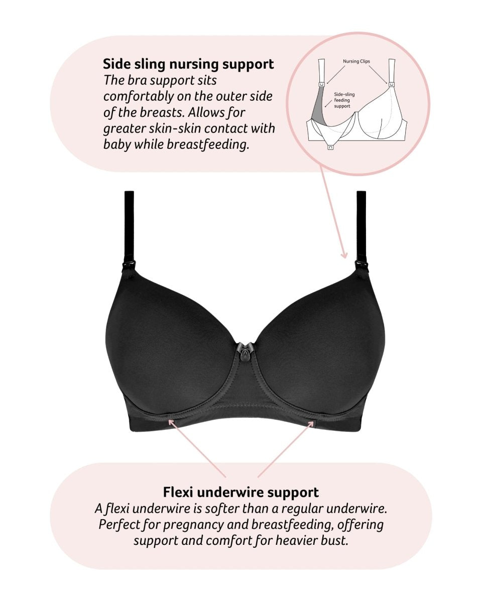 Forever Yours T-Shirt Nursing Bra - Black