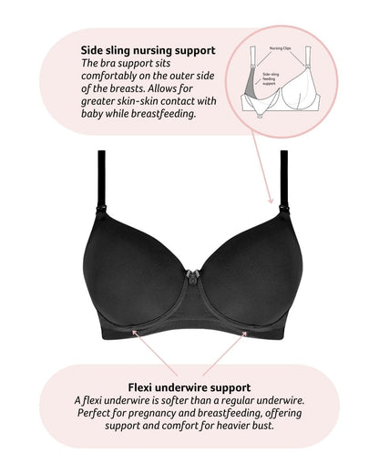 Forever Yours T-Shirt Nursing Bra - Black