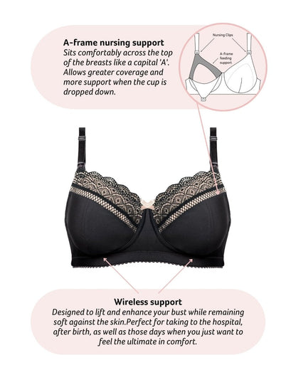 Show Off Full Cup Nursing Bra - Black