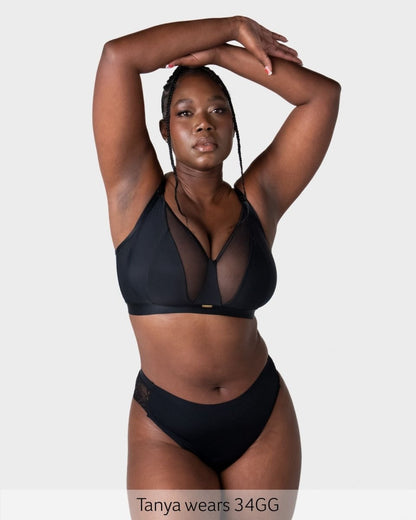 Flawless Full Cup Plunge Nursing Bra - Black