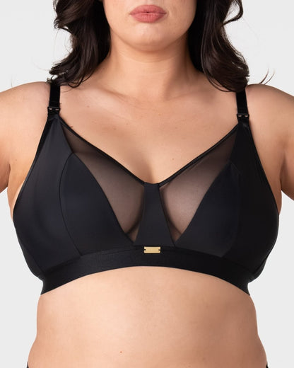 Flawless Full Cup Plunge Nursing Bra - Black