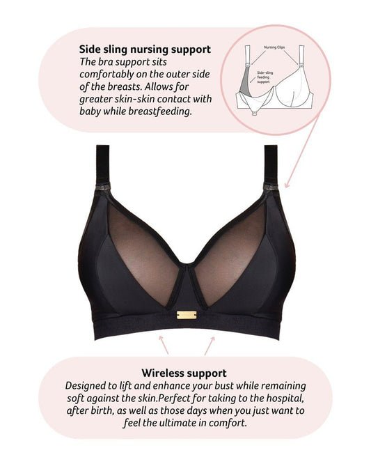 Flawless Full Cup Plunge Nursing Bra - Black
