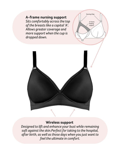 Ambition T-Shirt Nursing Bra - Black