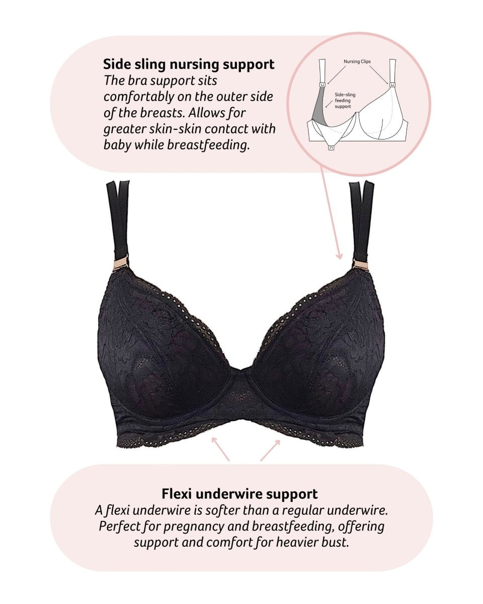 Heroine Plunge Nursing Bra - Black