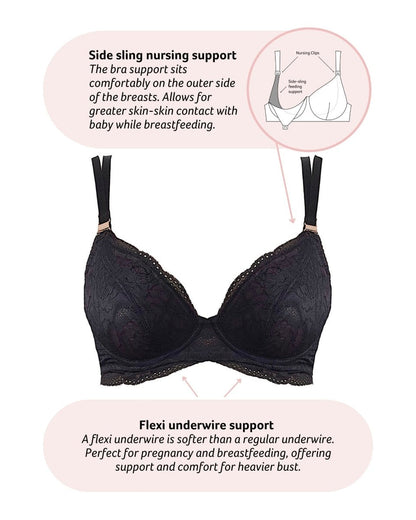 Heroine Plunge Nursing Bra - Black