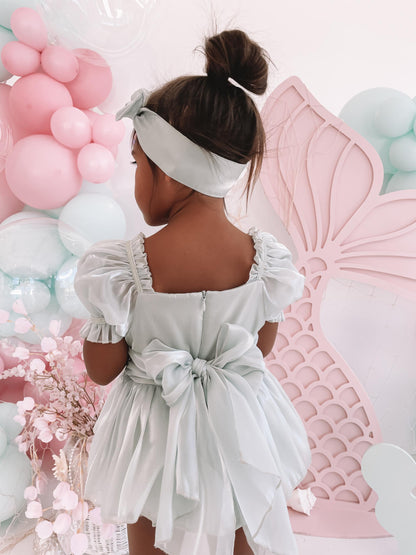 Mermaid Sequin Green Organza Baby Girl Party Romper
