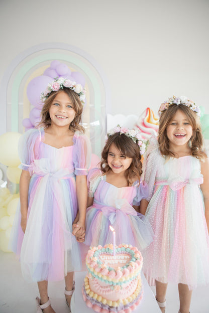 Unicorn Party Baby Girl Rainbow Tulle Romper