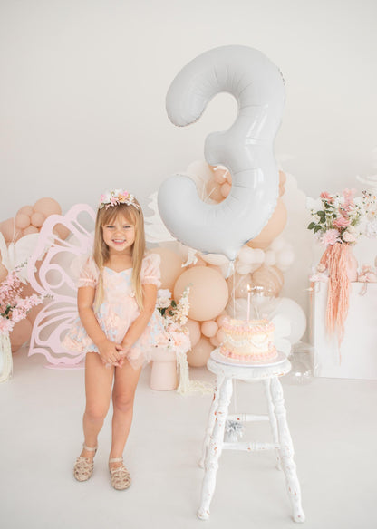 Butterfly Kisses Peach Rose Baby Girl Embroidered Tulle Party Romper