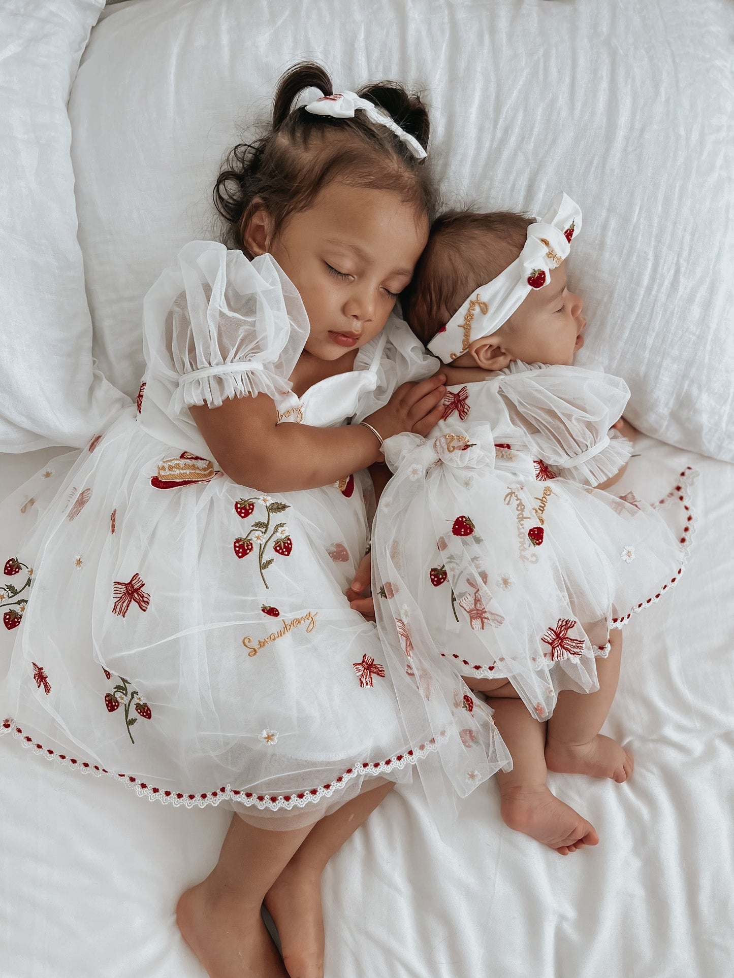 Strawberry Fields White Baby Girl Tulle Party Romper