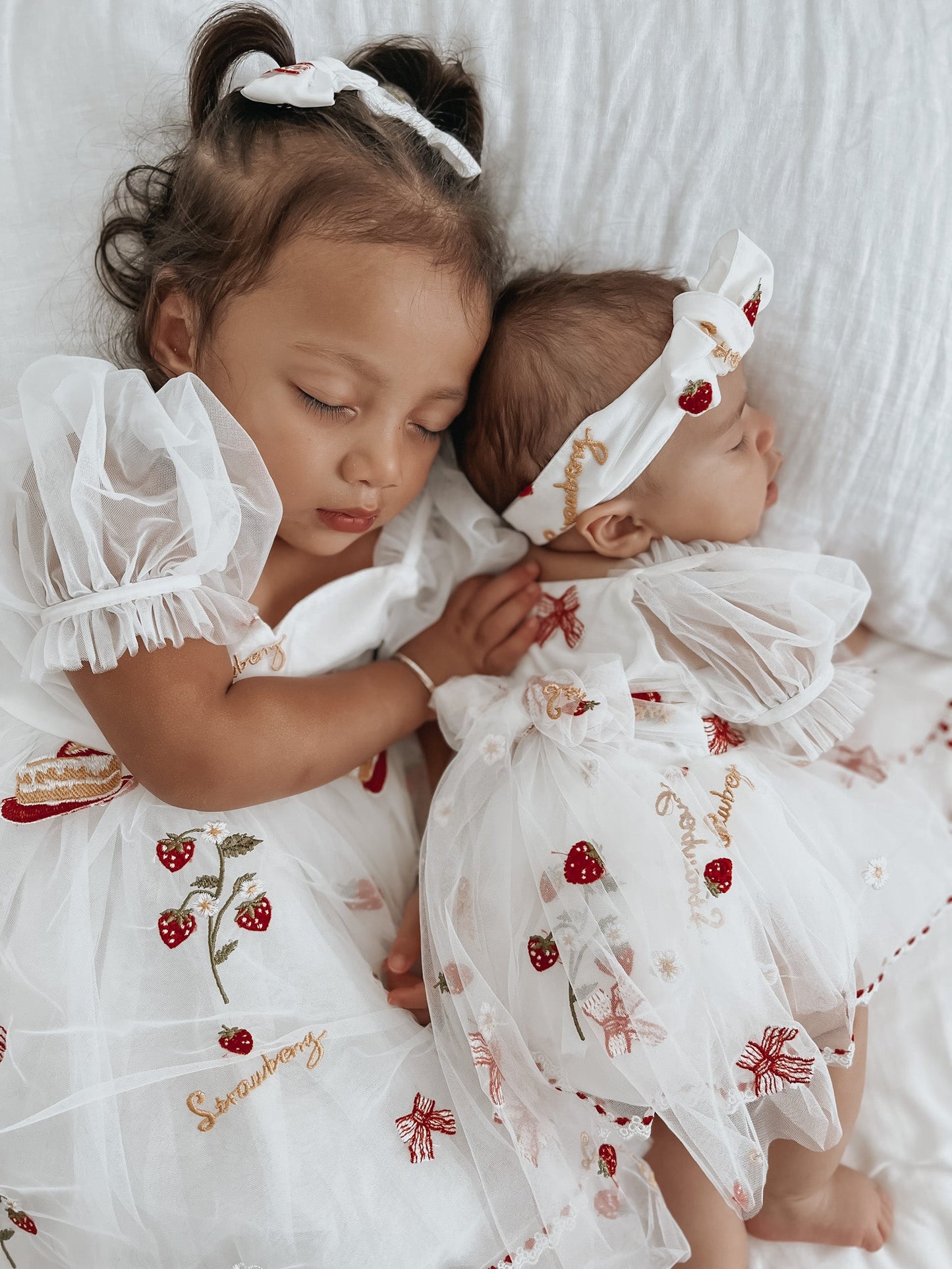 Strawberry Fields White Baby Girl Tulle Party Romper