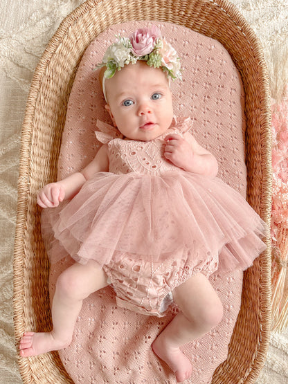 Trixie Belle Dusty Rose Pink Tutu Baby Girl Tulle Party Romper