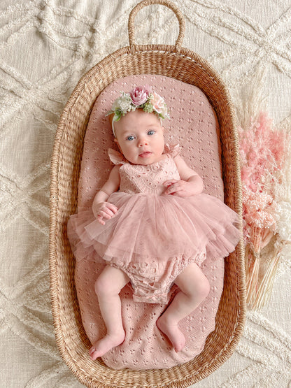 Trixie Belle Dusty Rose Pink Tutu Baby Girl Tulle Party Romper