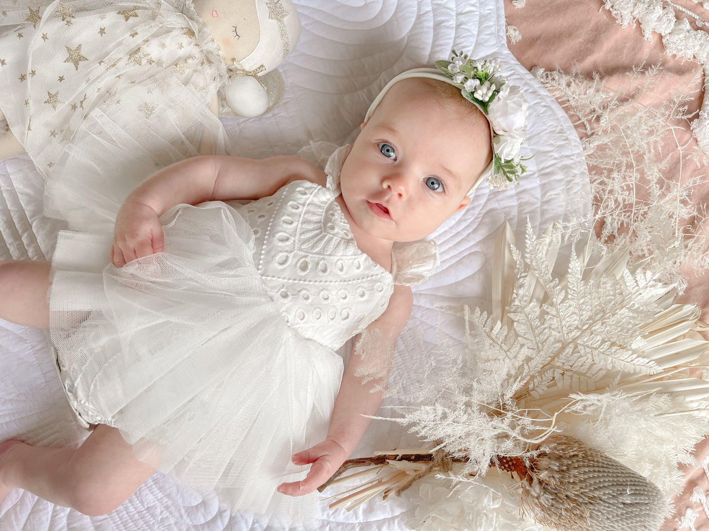 Trixie Belle White Tutu Baby Girl Tulle Party Romper