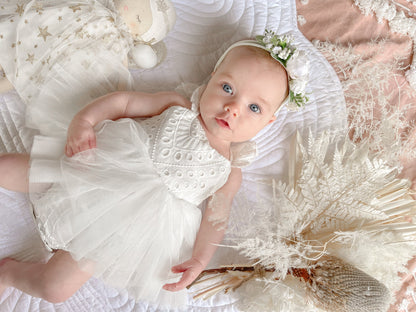Trixie Belle White Tutu Baby Girl Tulle Party Romper