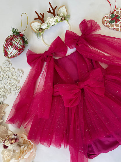 English Rose Romper Ruby Red Sparkle Baby Girl Romper