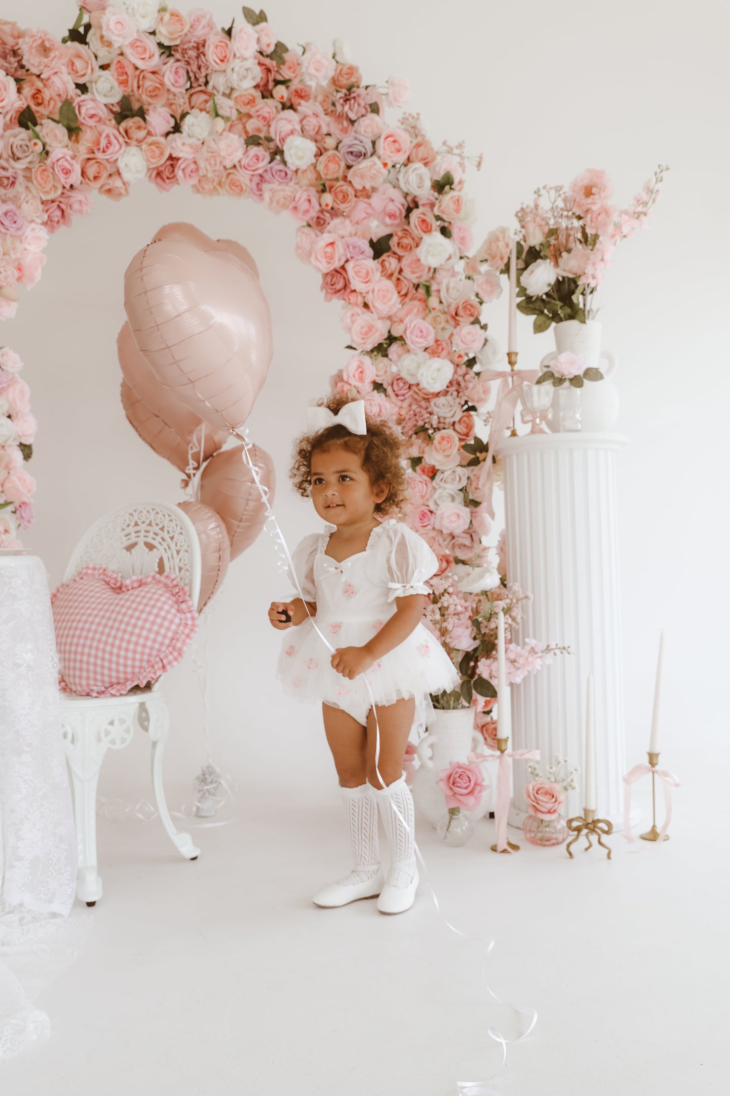 Fleur Butterfly Embroidered Baby Girl White Tulle Party Romper