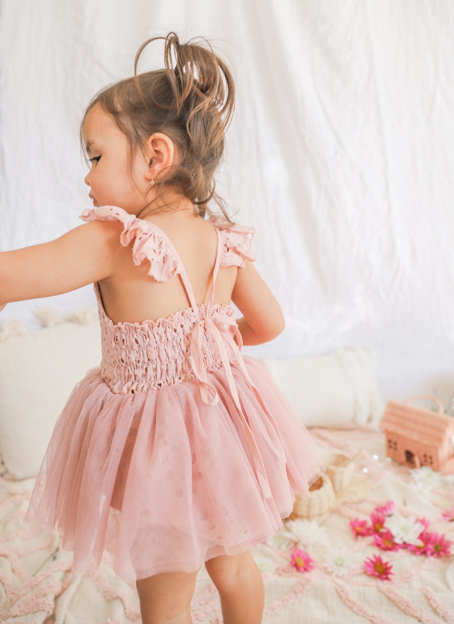 Trixie Belle Dusty Rose Pink Tutu Baby Girl Tulle Party Romper