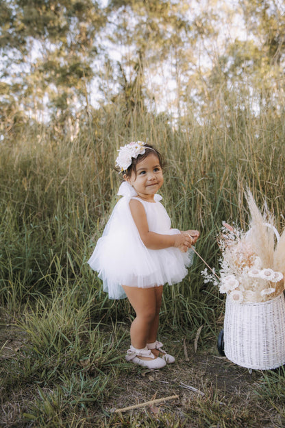 White English Rose Baby Girl Tulle Romper