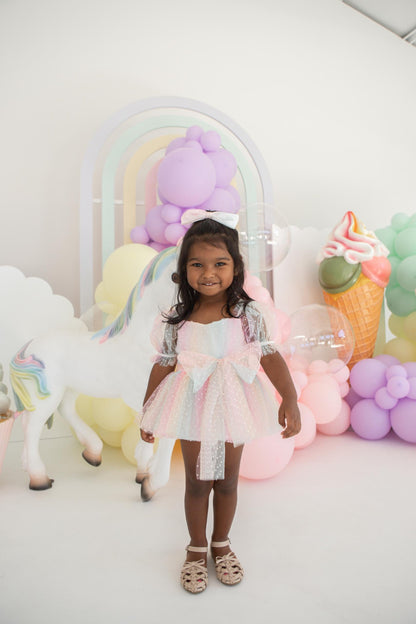 Rainbow Fairy Floss Baby Girl Tulle Party Romper