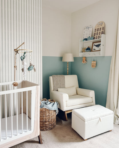 Little Abacus Stripe Wallpaper, Blue and Green