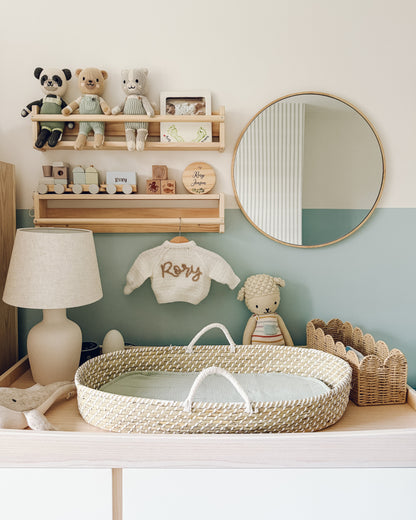 Little Abacus Stripe Wallpaper, Blue and Green