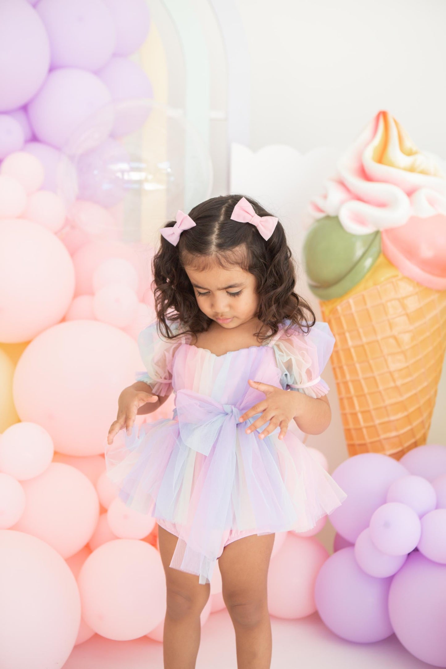 Unicorn Party Baby Girl Rainbow Tulle Romper