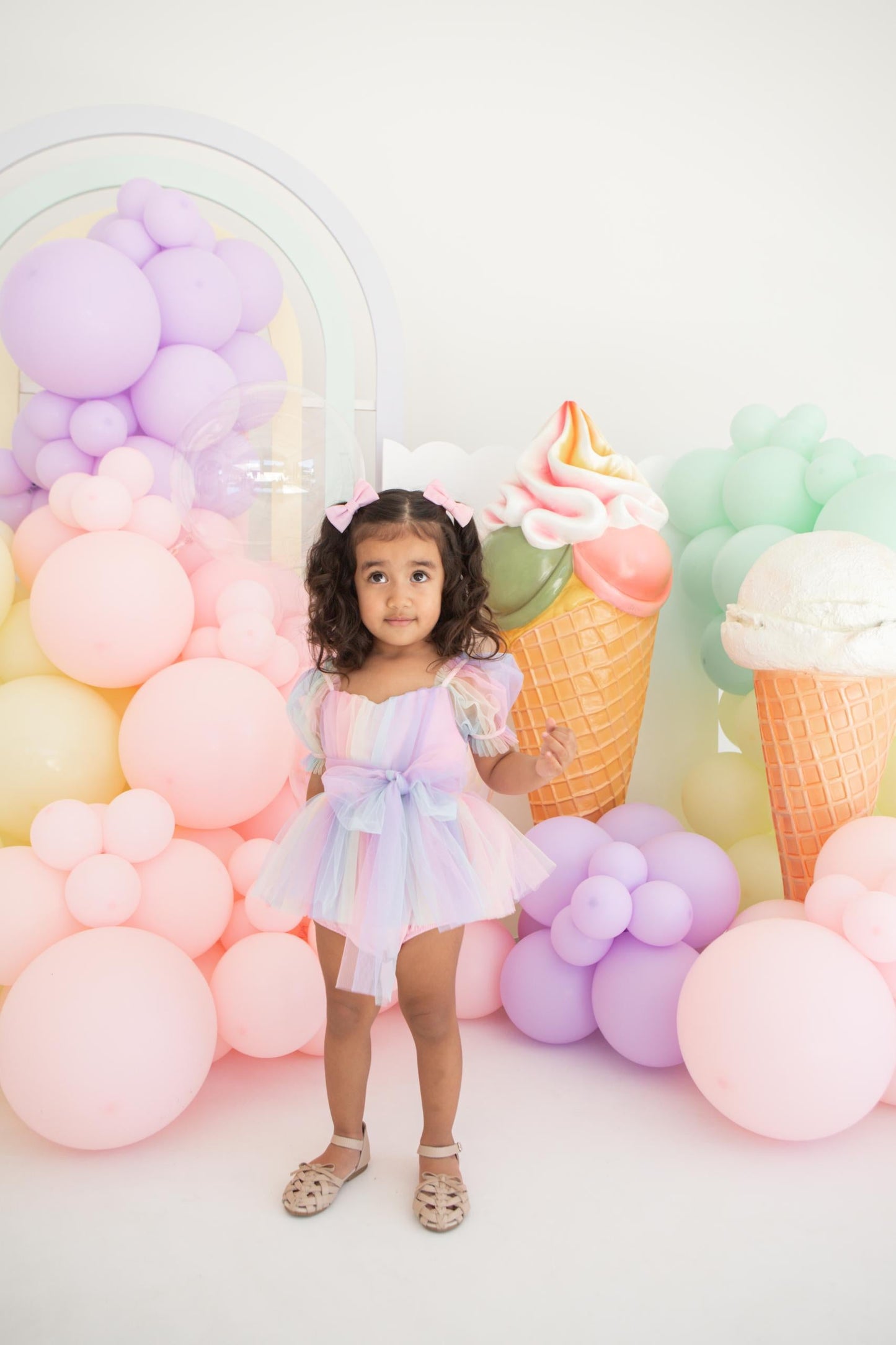 Unicorn Party Baby Girl Rainbow Tulle Romper