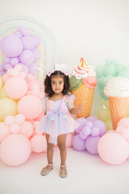 Unicorn Party Baby Girl Rainbow Tulle Romper