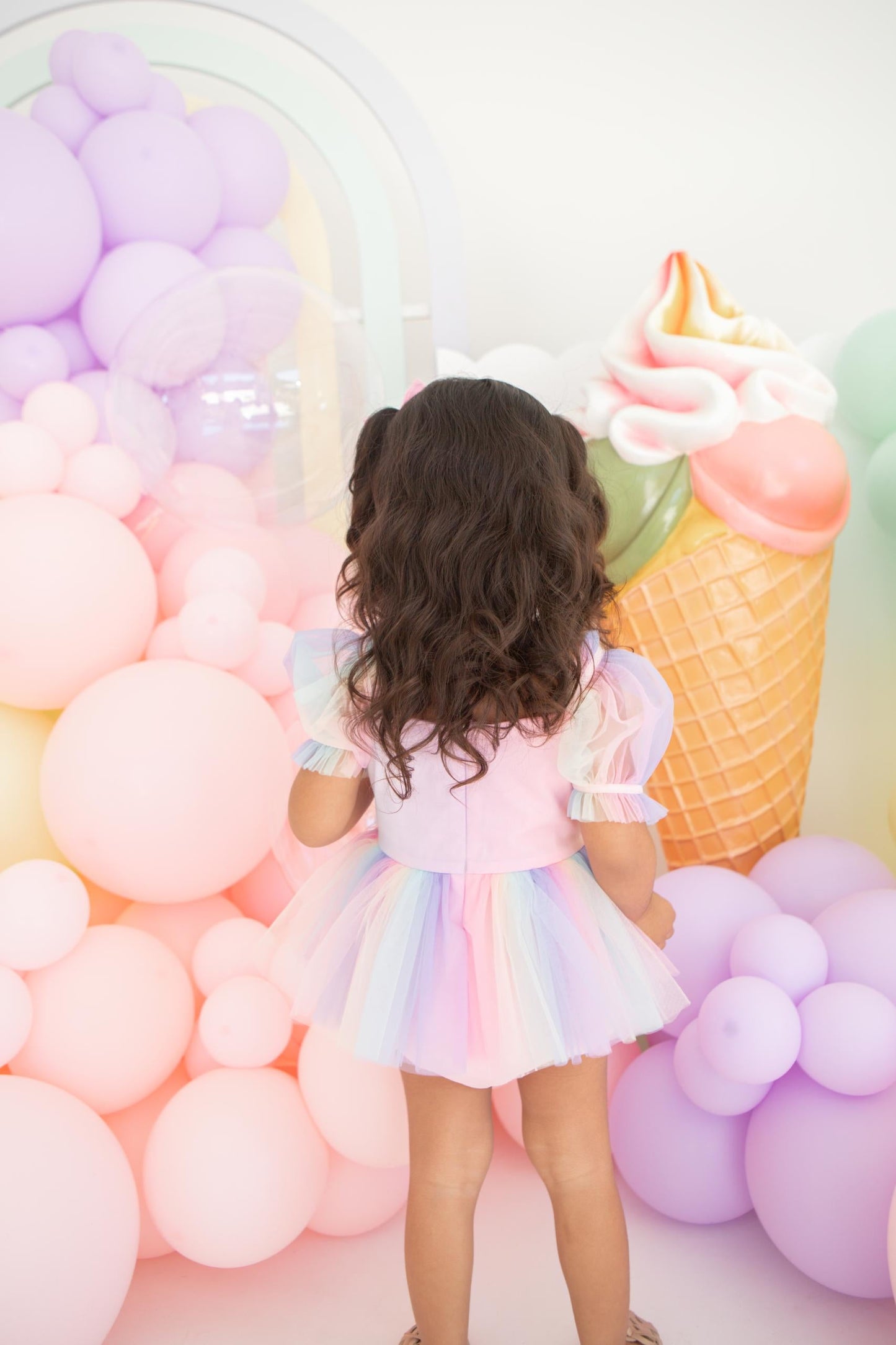 Unicorn Party Baby Girl Rainbow Tulle Romper