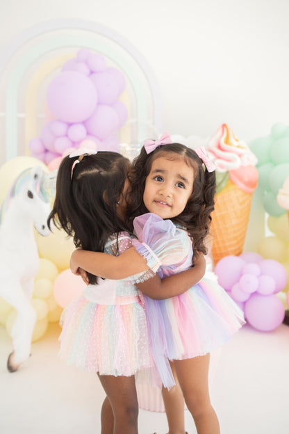 Rainbow Fairy Floss Baby Girl Tulle Party Romper