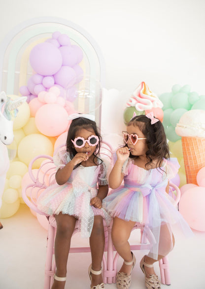 Rainbow Fairy Floss Baby Girl Tulle Party Romper