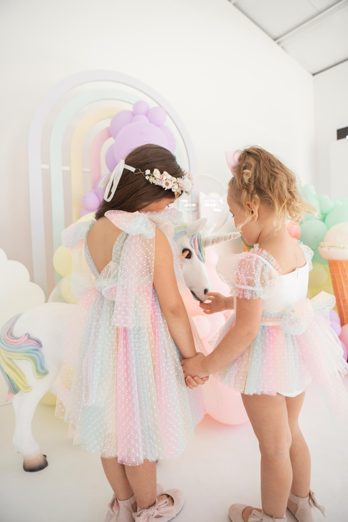 Rainbow Fairy Floss Baby Girl Tulle Party Romper