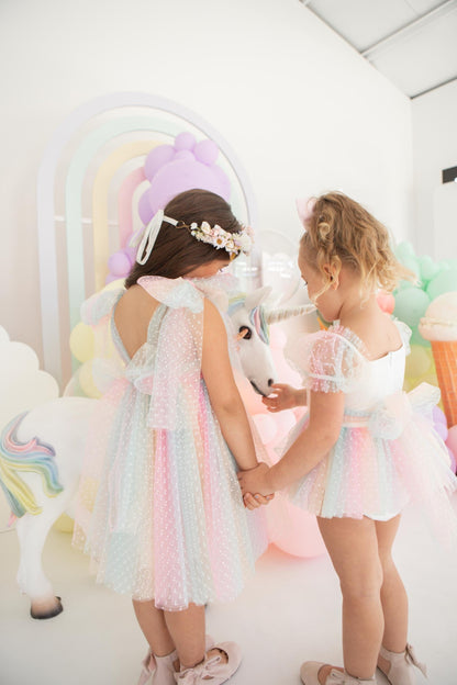 Rainbow Fairy Floss Baby Girl Tulle Party Romper