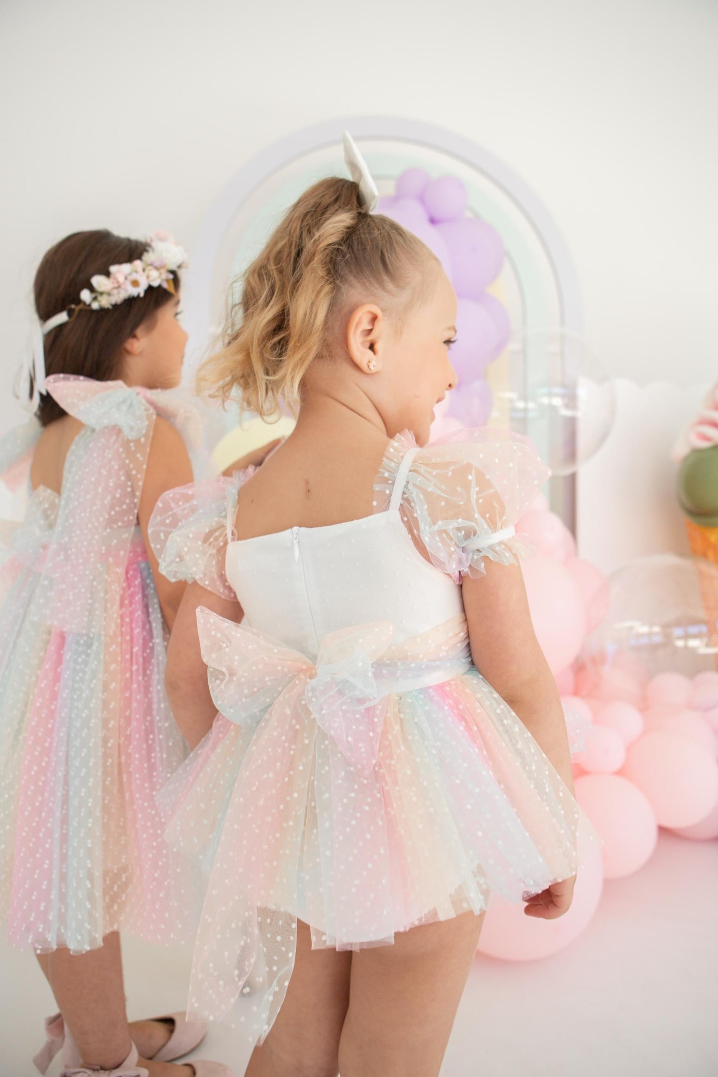 Rainbow Fairy Floss Baby Girl Tulle Party Romper