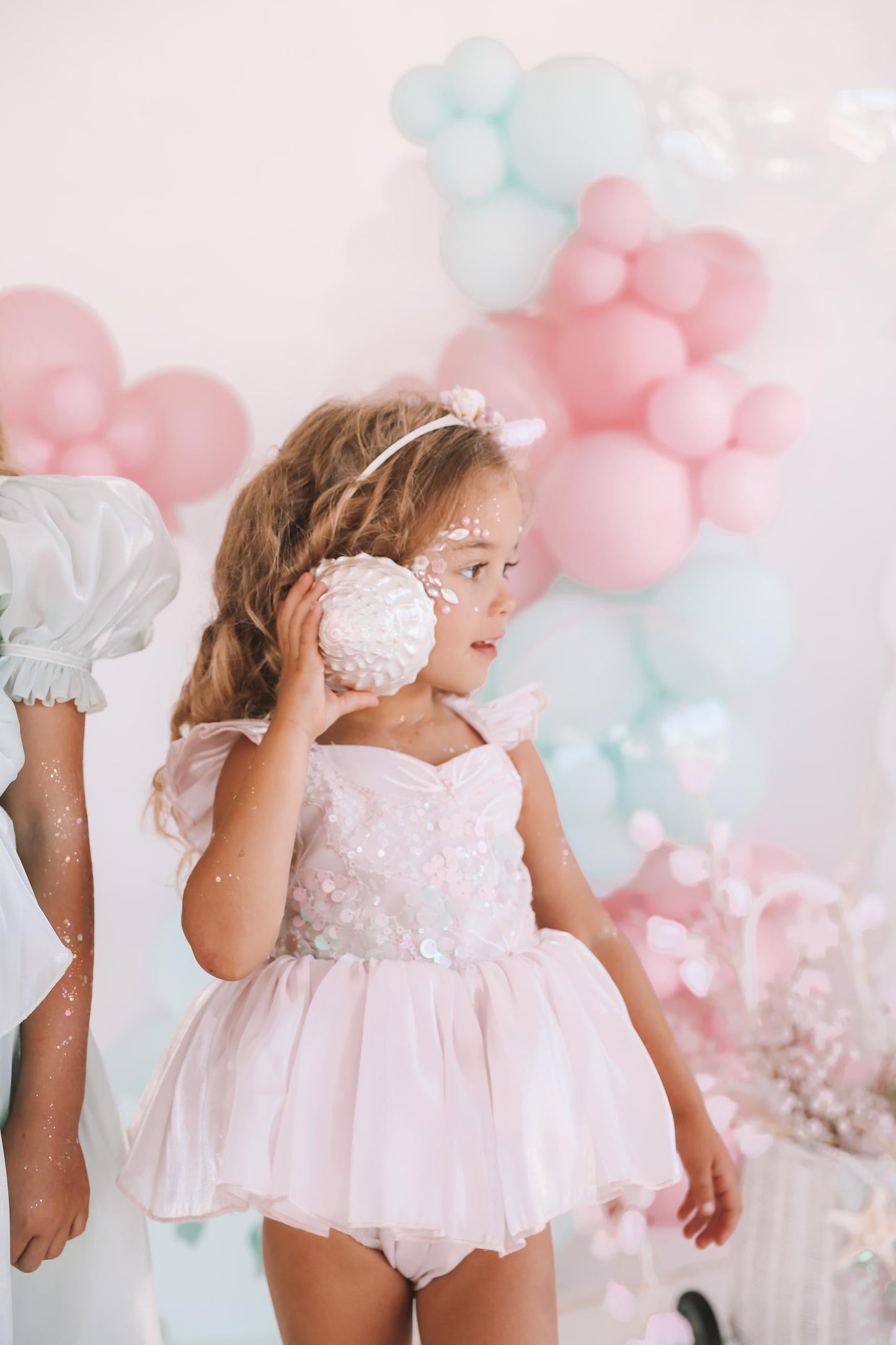 Mermaid Sequin Pink Organza Baby Girl Party Romper