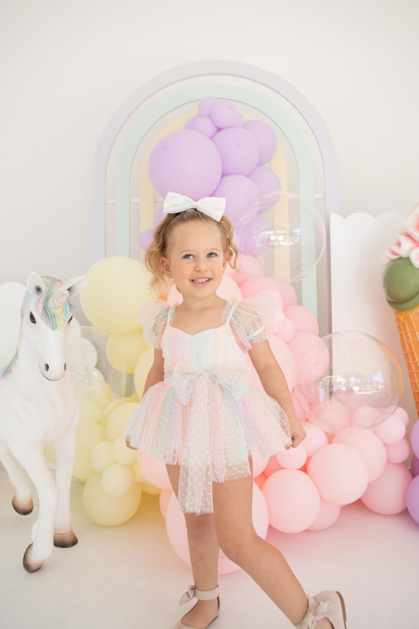 Rainbow Fairy Floss Baby Girl Tulle Party Romper