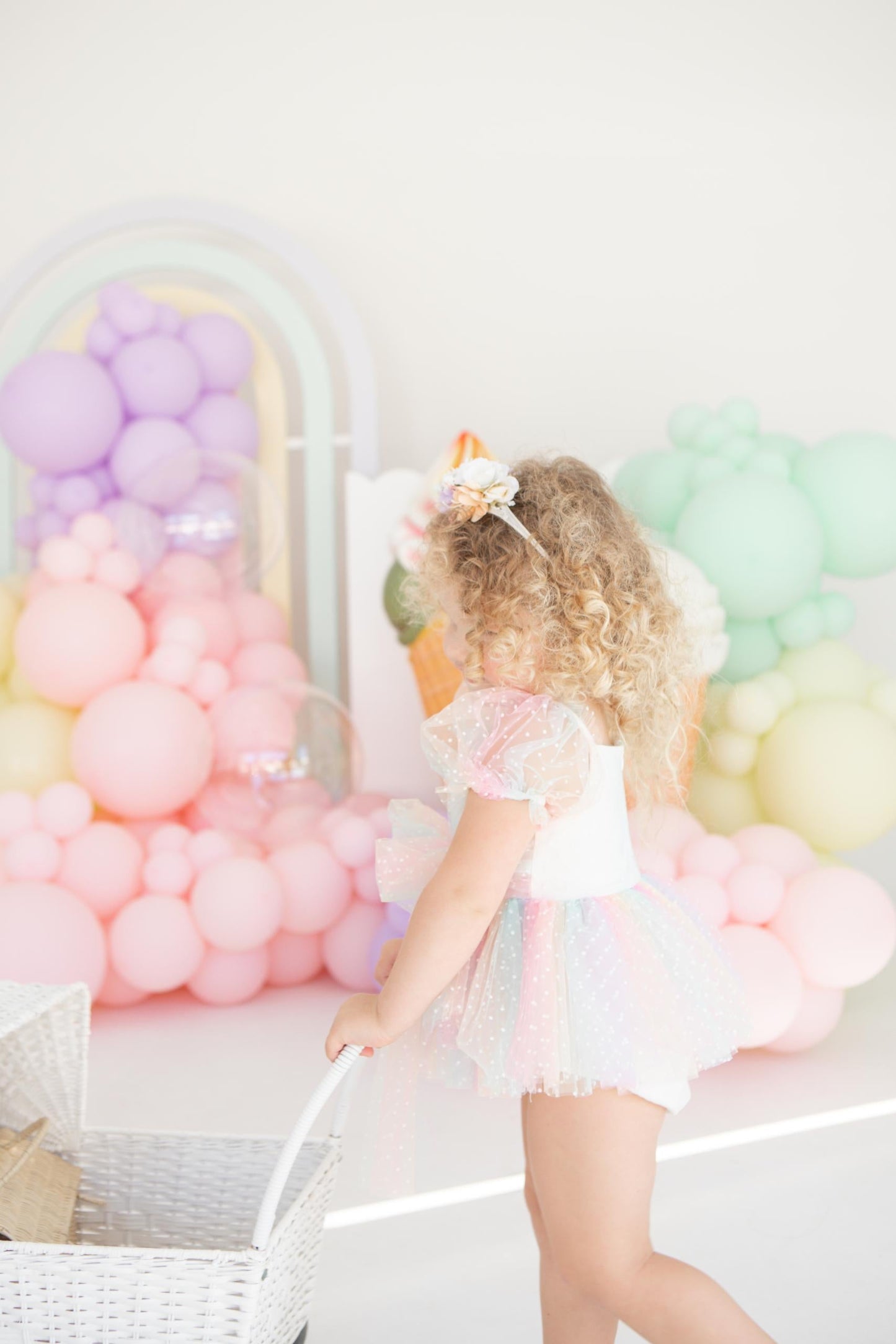 Rainbow Fairy Floss Baby Girl Tulle Party Romper