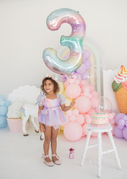 Unicorn Party Baby Girl Rainbow Tulle Romper