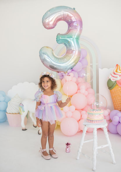 Unicorn Party Baby Girl Rainbow Tulle Romper